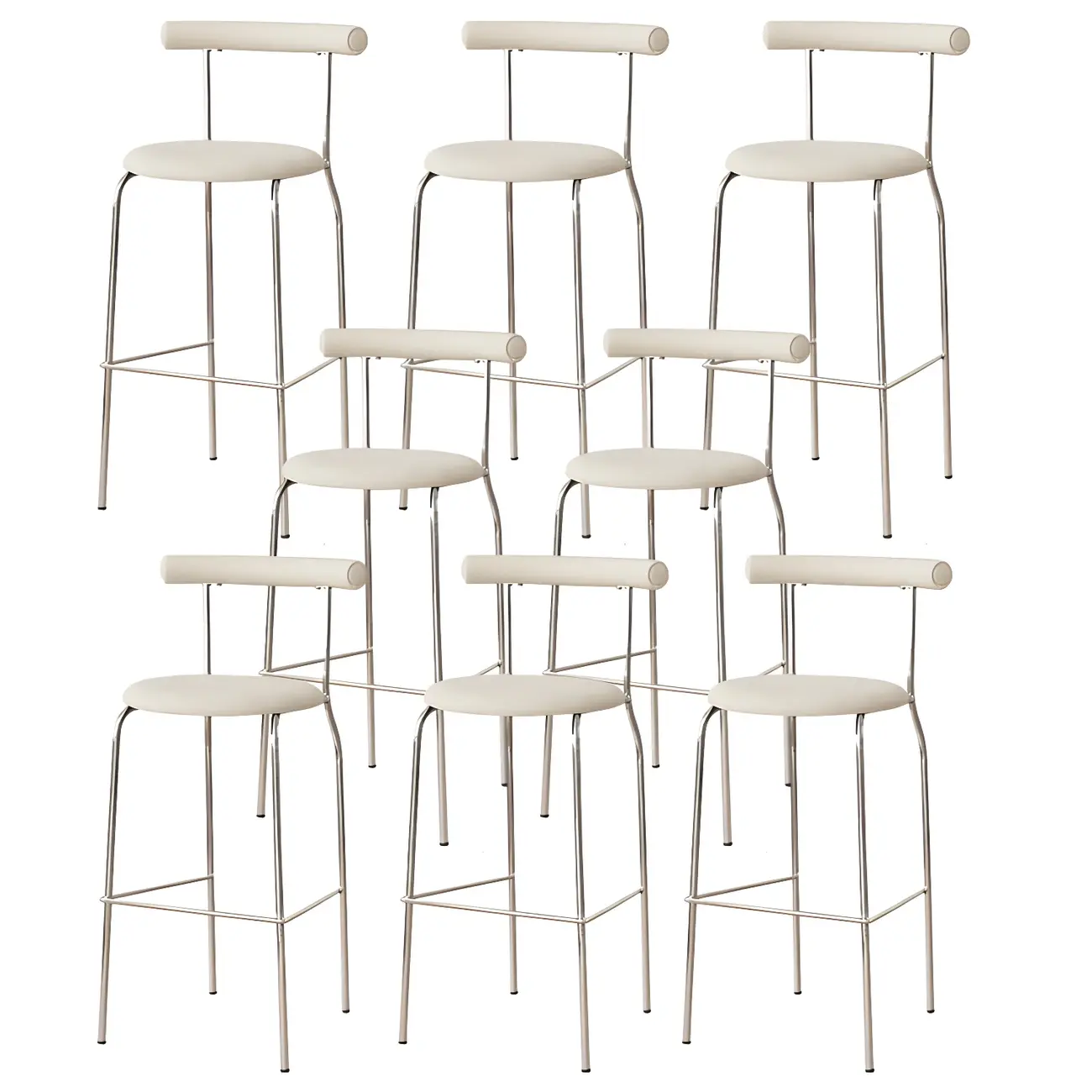 Modern Metal Comfort Cushion Durable High-Back Bar Stool Image - 39 | homeyfad