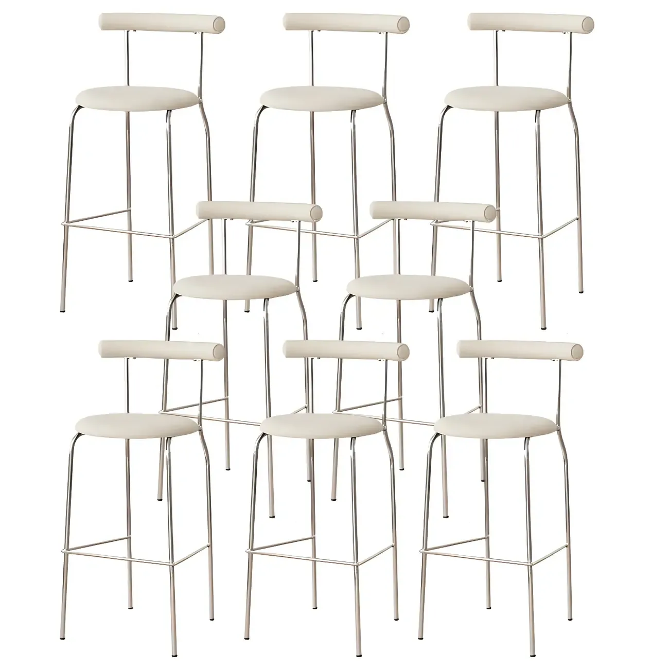 Modern Metal Comfort Cushion Durable High-Back Bar Stool Image - 39