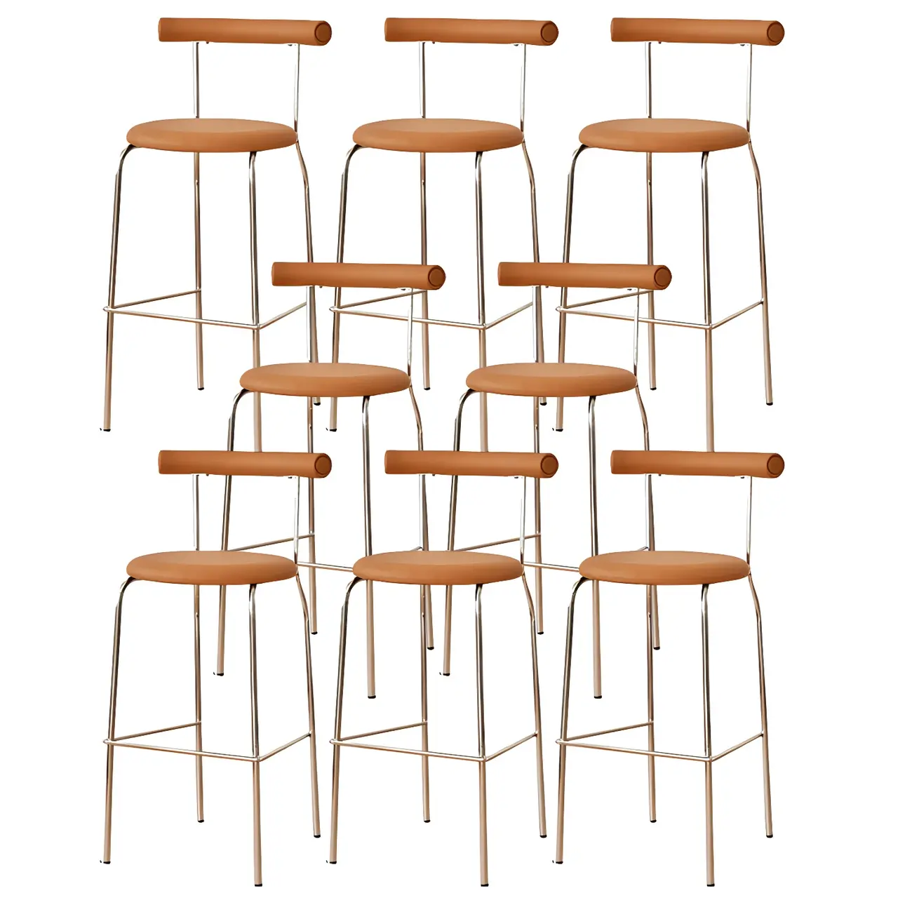 Modern Metal Comfort Cushion Durable High-Back Bar Stool Image - 40 | homeyfad