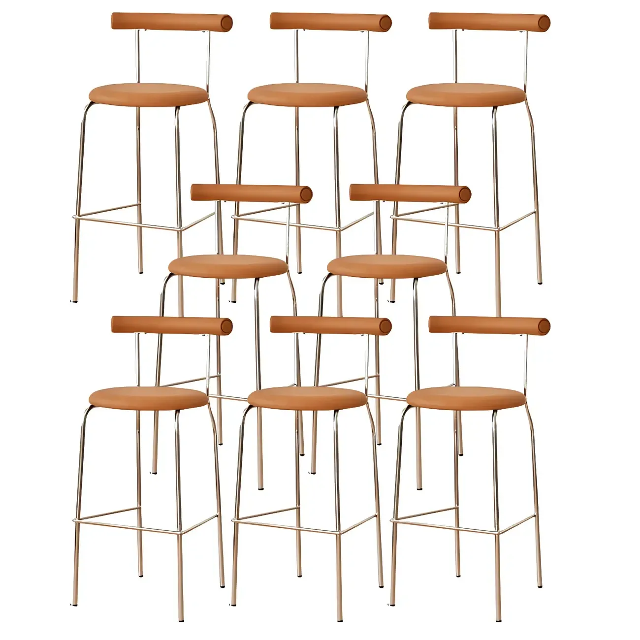 Modern Metal Comfort Cushion Durable High-Back Bar Stool Image - 40