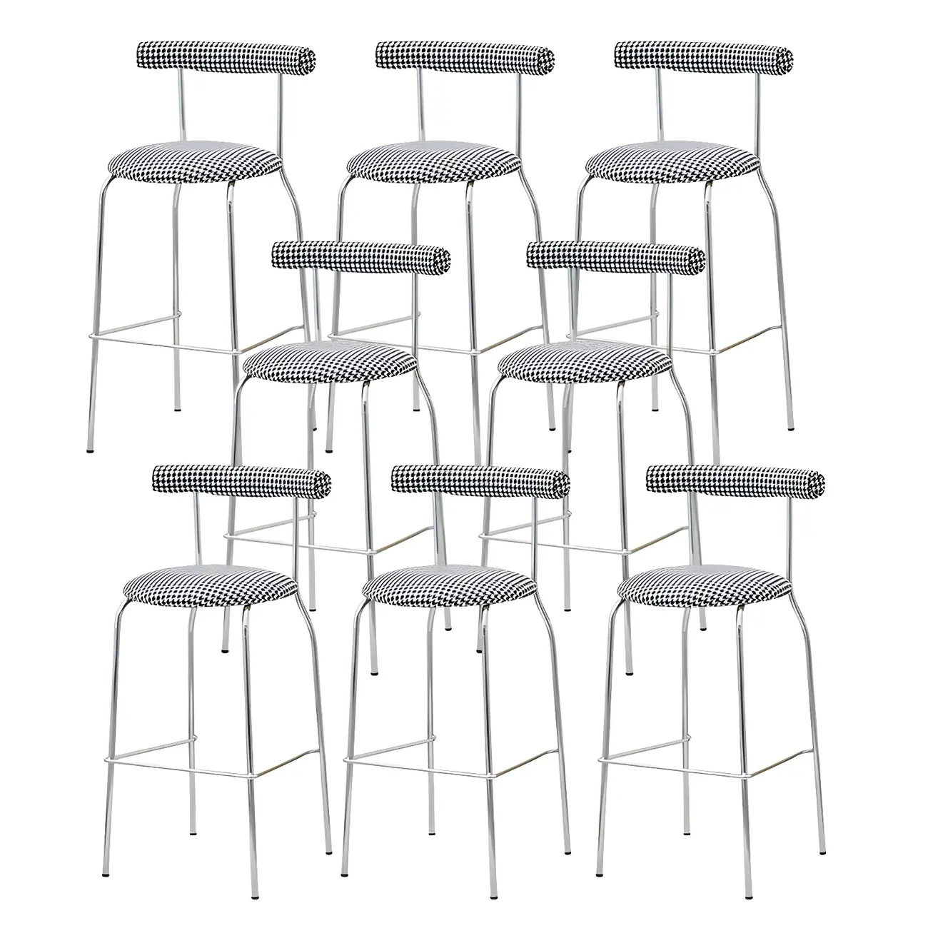 Modern Metal Comfort Cushion Durable High-Back Bar Stool Image - 41 | homeyfad