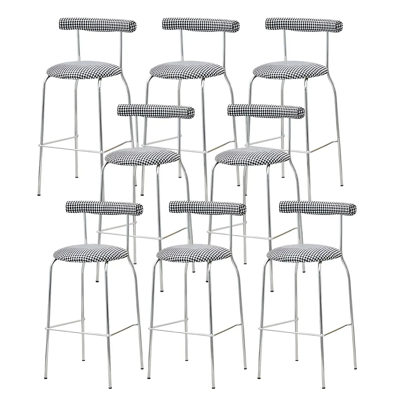 Modern Metal Comfort Cushion Durable High-Back Bar Stool Image - 41