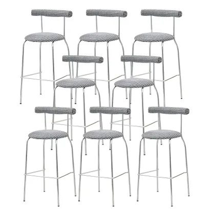 Modern Metal Comfort Cushion Durable High-Back Bar Stool Image - 41