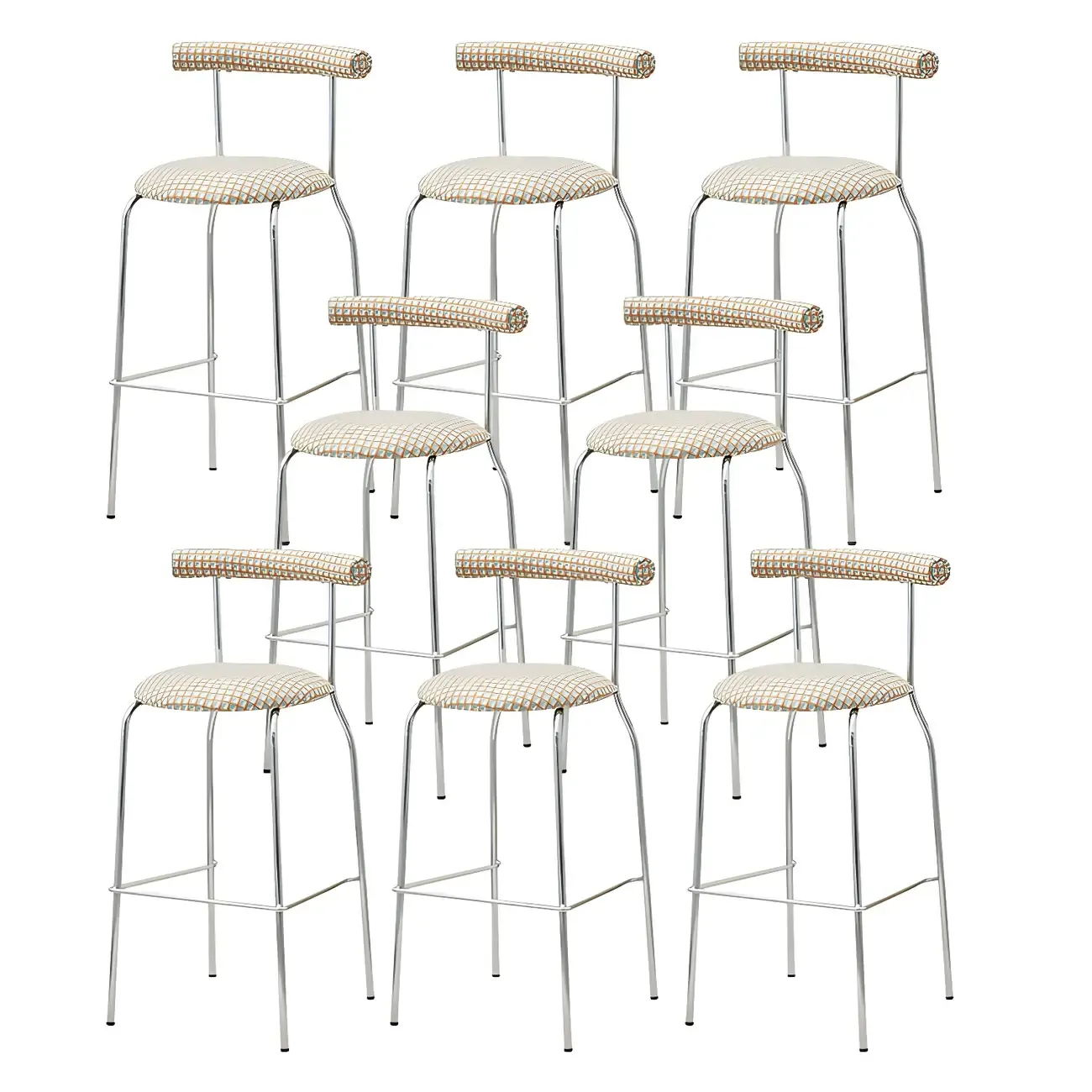 Modern Metal Comfort Cushion Durable High-Back Bar Stool Image - 42