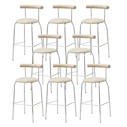 Modern Metal Comfort Cushion Durable High-Back Bar Stool Image - 42