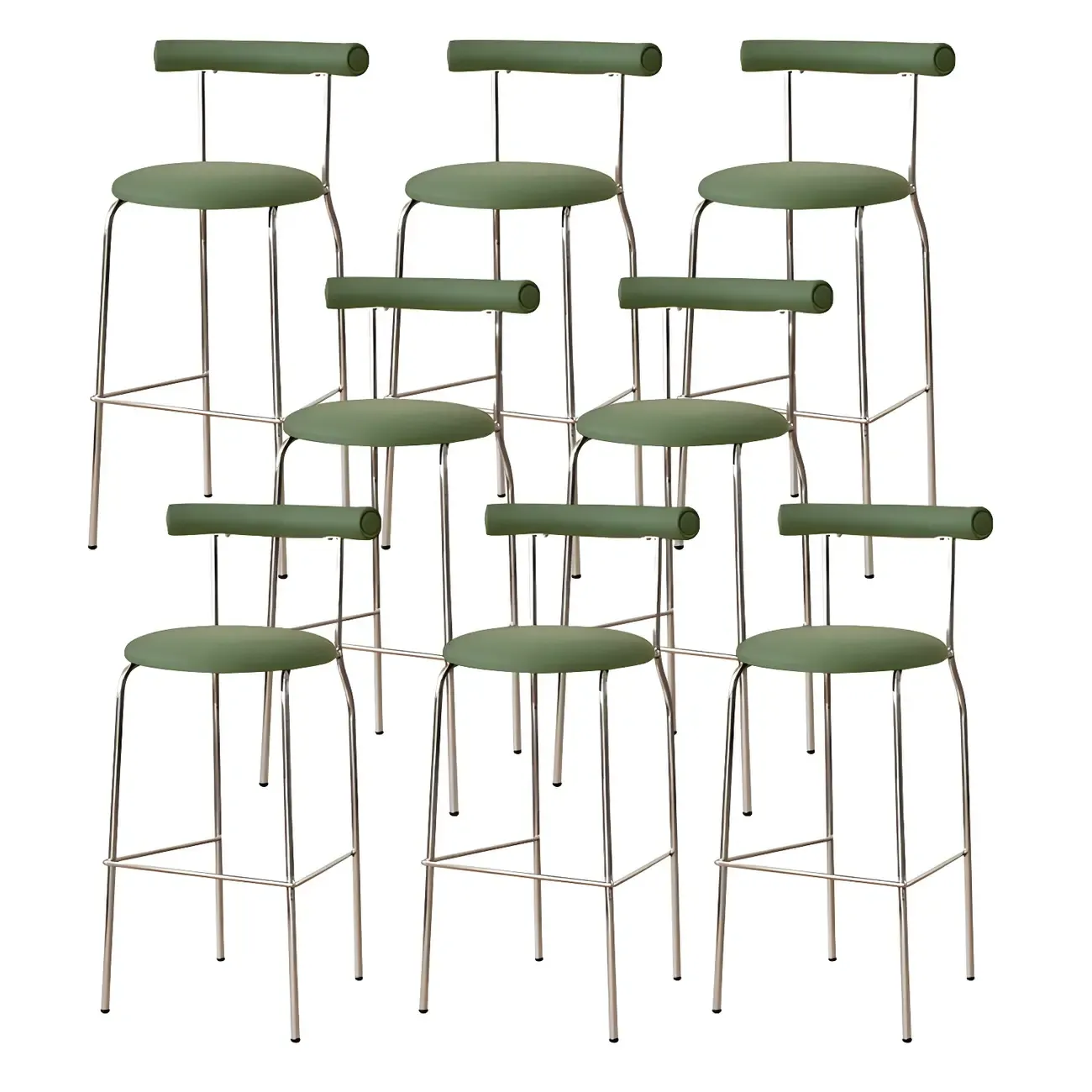 Modern Metal Comfort Cushion Durable High-Back Bar Stool Image - 43