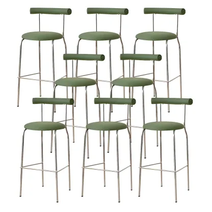Modern Metal Comfort Cushion Durable High-Back Bar Stool Image - 43