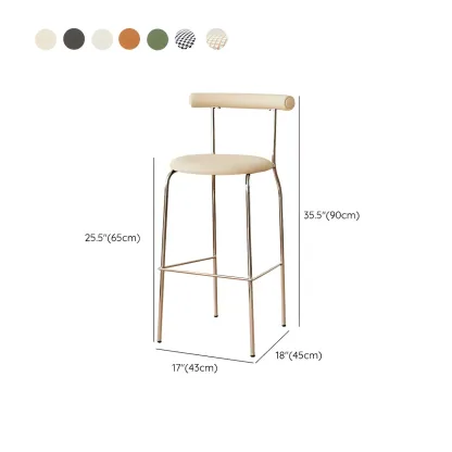 Modern Metal Comfort Cushion Durable High-Back Bar Stool #size