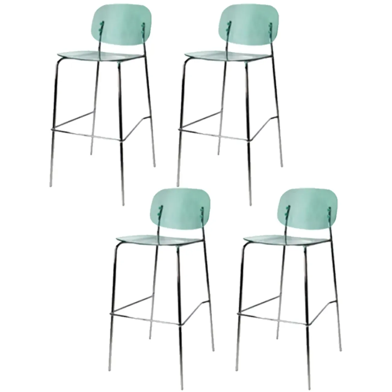 Modern Metal Leg Tan Acrylic Transparent High Back Bar Stool Image - 10