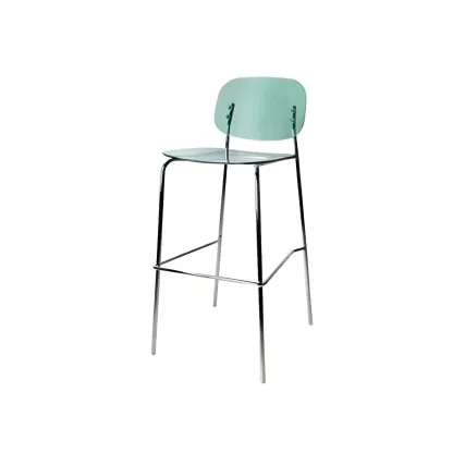 Modern Metal Leg Tan Acrylic Transparent High Back Bar Stool Image - 12