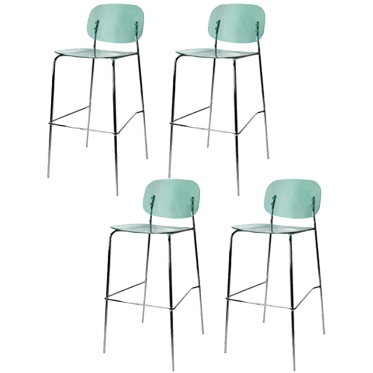 Modern Metal Leg Tan Acrylic Transparent High Back Bar Stool Image - 16 | homeyfad
