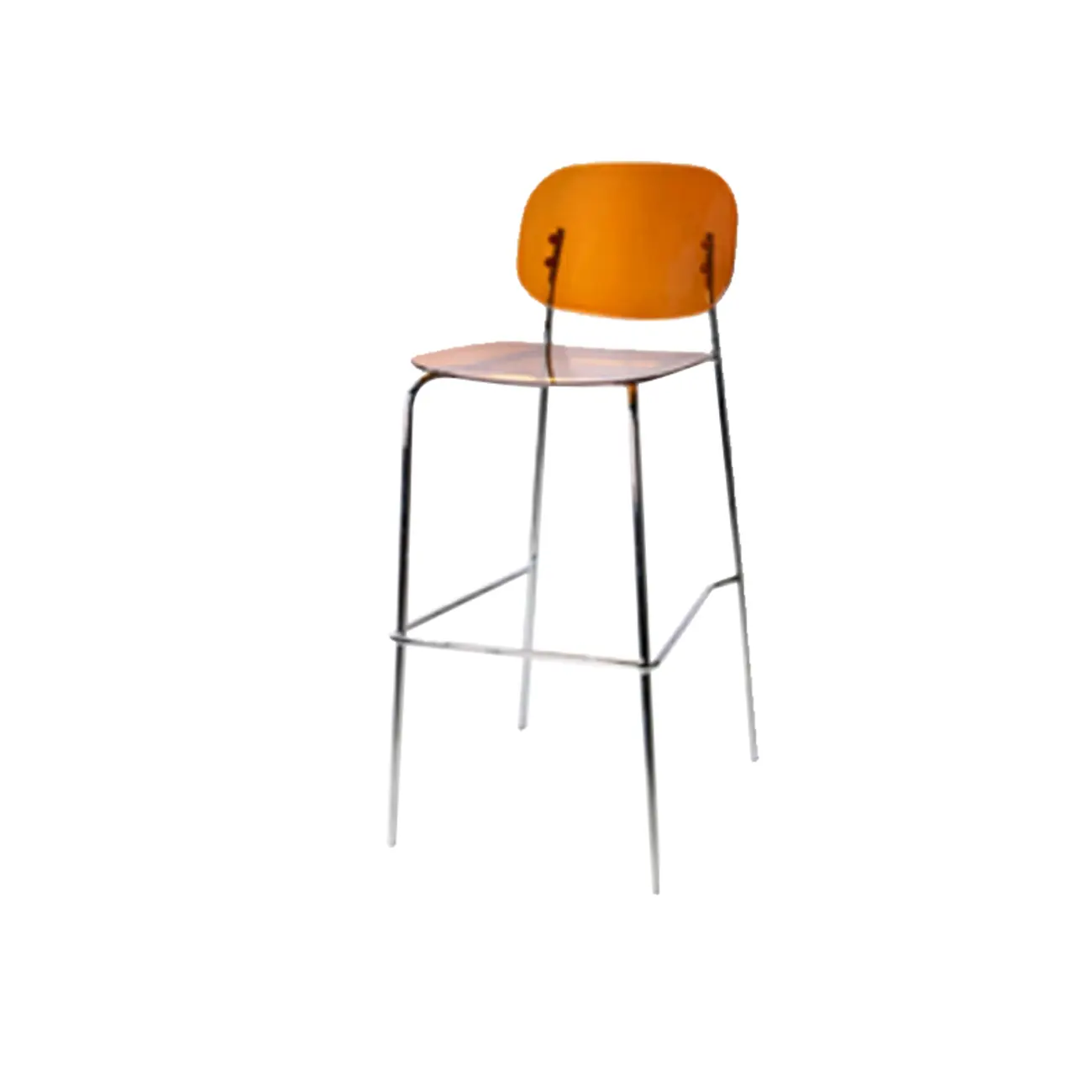 Modern Metal Leg Tan Acrylic Transparent High Back Bar Stool Image - 19 | homeyfad