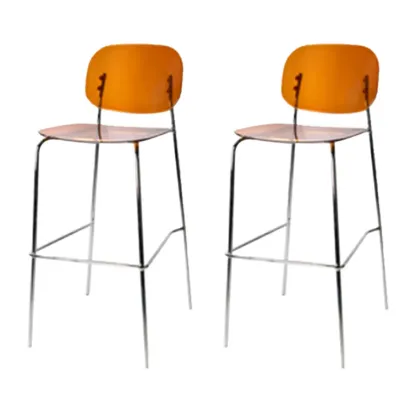 Modern Metal Leg Tan Acrylic Transparent High Back Bar Stool Image - 20