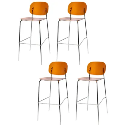 Modern Metal Leg Tan Acrylic Transparent High Back Bar Stool Image - 21