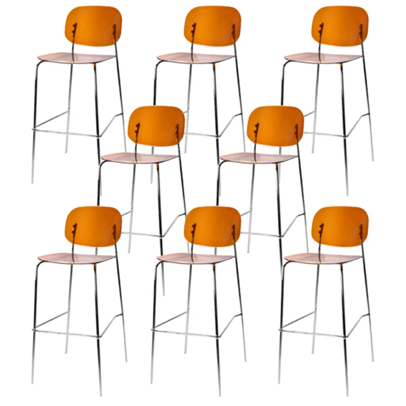 Modern Metal Leg Tan Acrylic Transparent High Back Bar Stool Image - 23 | homeyfad