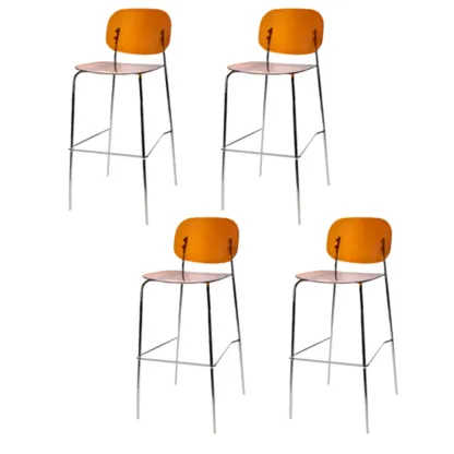 Modern Metal Leg Tan Acrylic Transparent High Back Bar Stool Image - 26