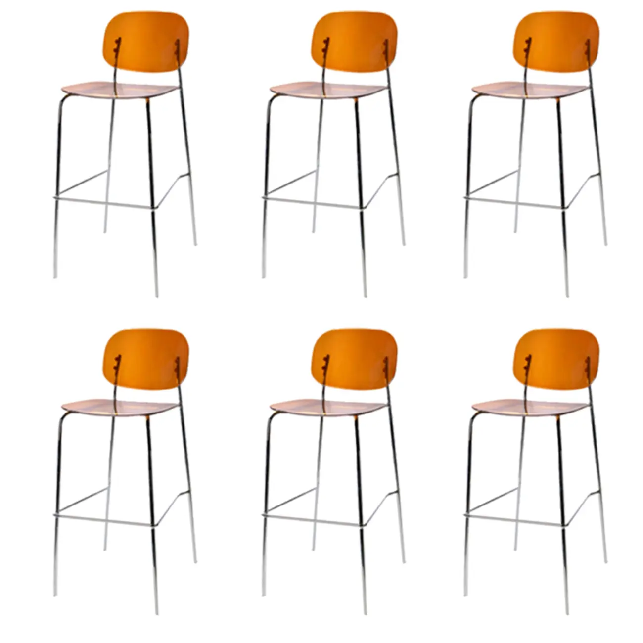 Modern Metal Leg Tan Acrylic Transparent High Back Bar Stool Image - 27 | homeyfad