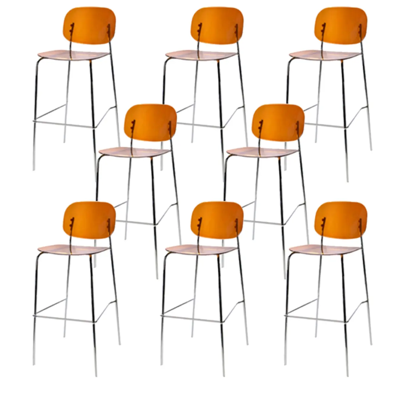 Modern Metal Leg Tan Acrylic Transparent High Back Bar Stool Image - 28 | homeyfad