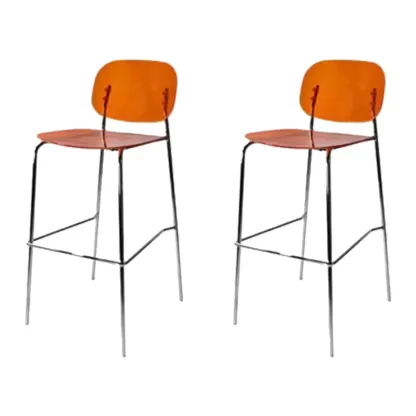 Modern Metal Leg Tan Acrylic Transparent High Back Bar Stool Image - 30