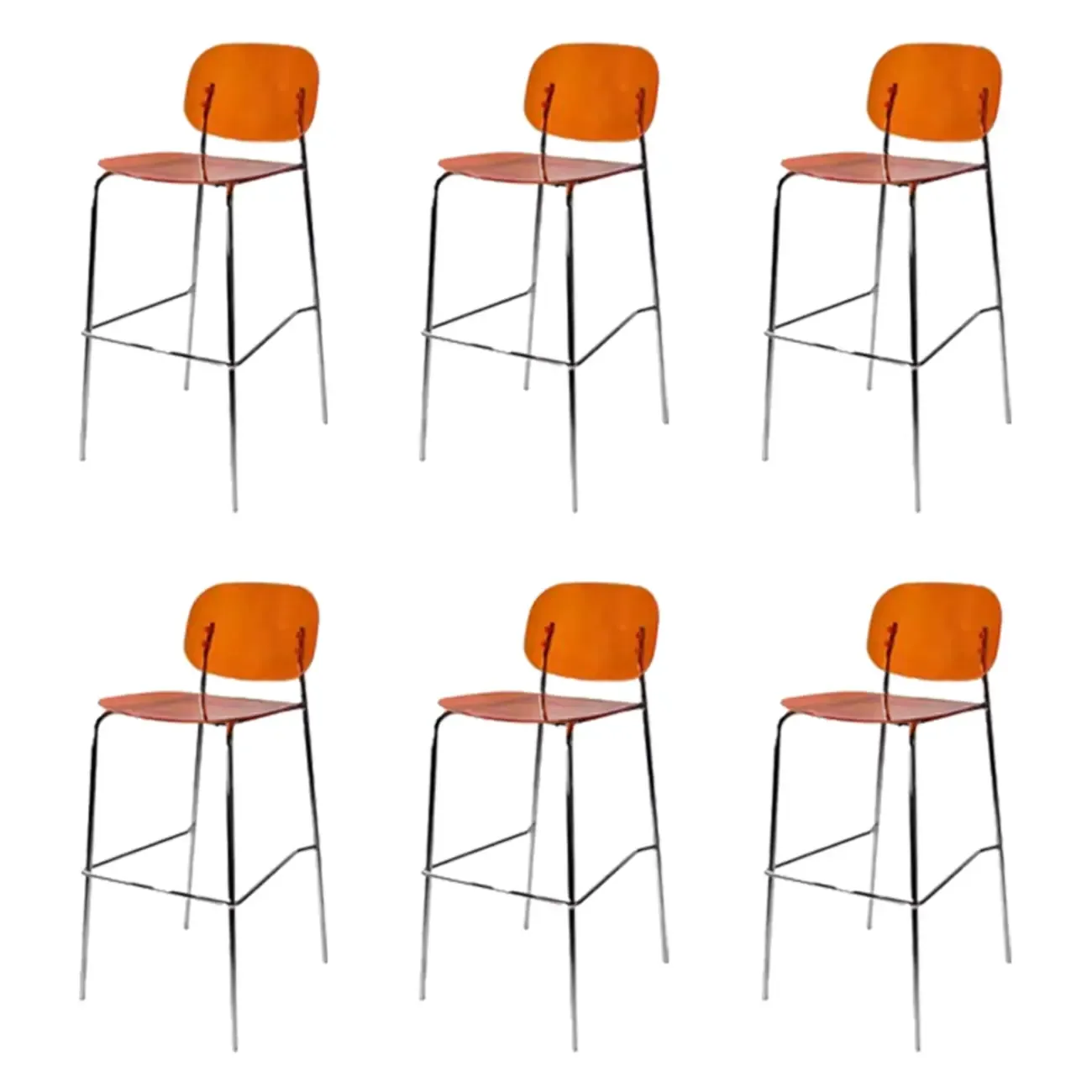 Modern Metal Leg Tan Acrylic Transparent High Back Bar Stool Image - 32