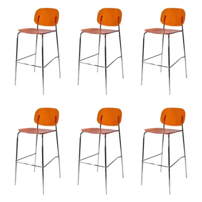 Modern Metal Leg Tan Acrylic Transparent High Back Bar Stool Image - 32