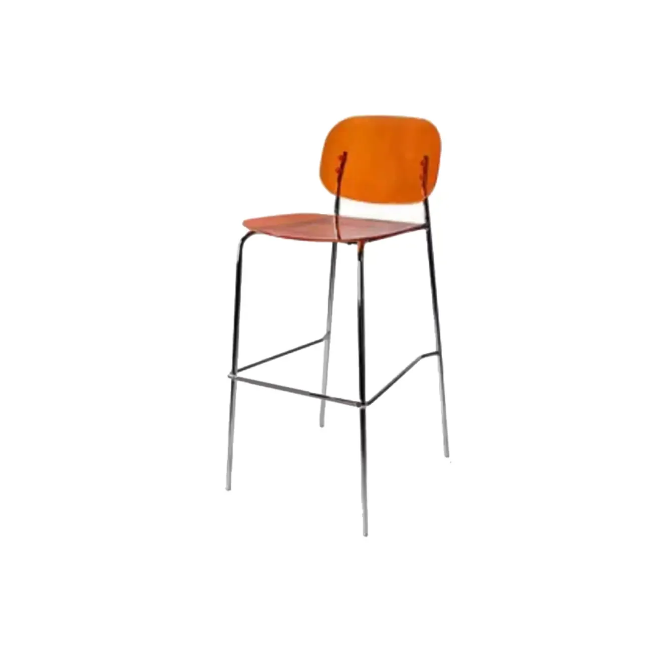 Modern Metal Leg Tan Acrylic Transparent High Back Bar Stool Image - 34