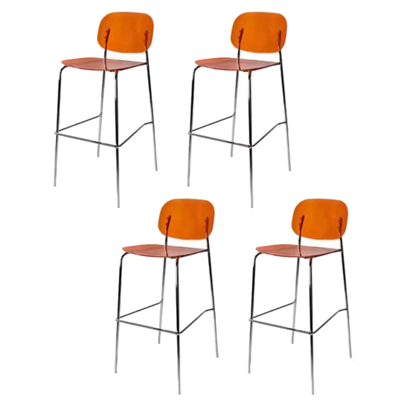 Modern Metal Leg Tan Acrylic Transparent High Back Bar Stool Image - 36 | homeyfad