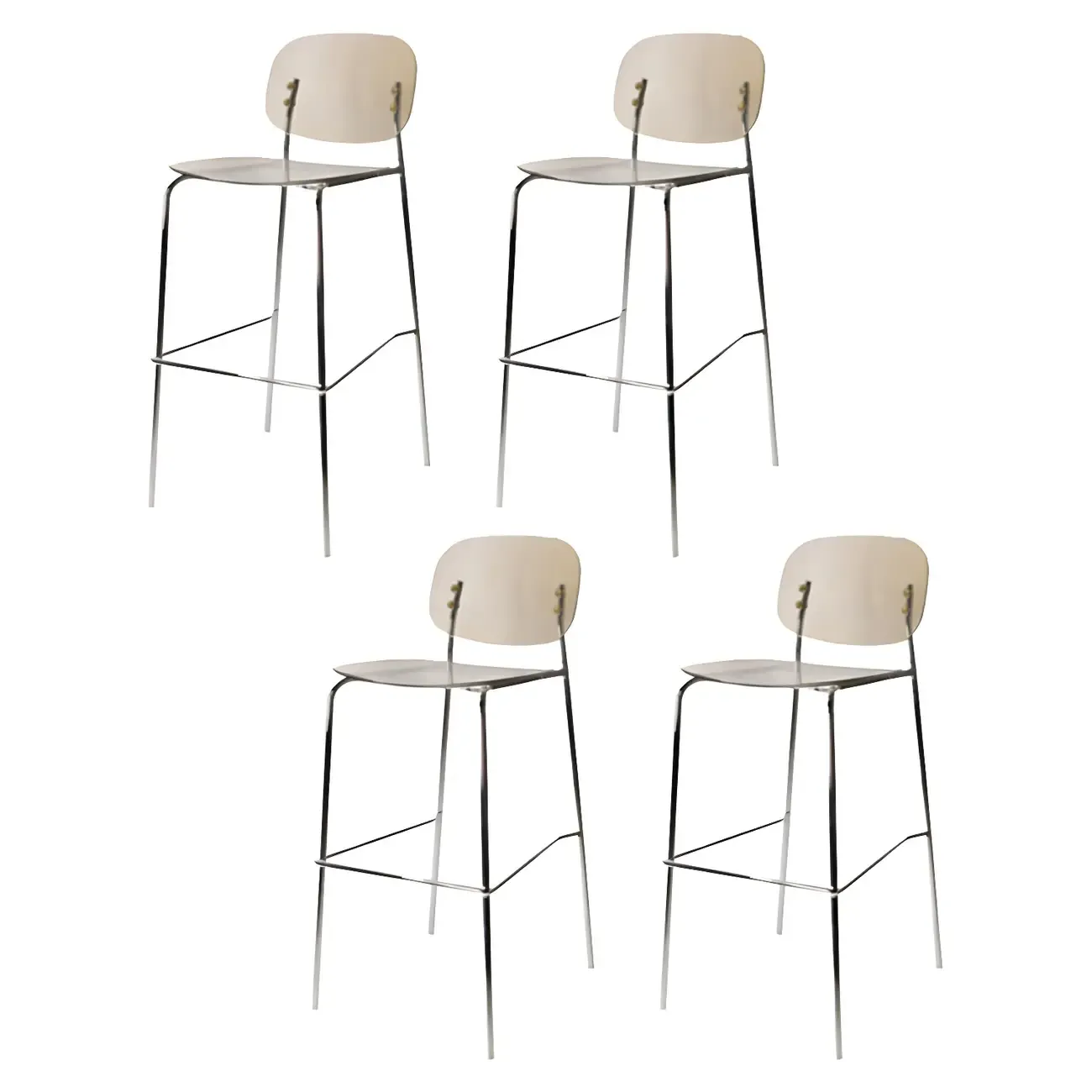 Modern Metal Leg Tan Acrylic Transparent High Back Bar Stool Image - 41