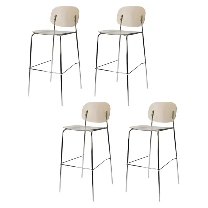 Modern Metal Leg Tan Acrylic Transparent High Back Bar Stool Image - 41
