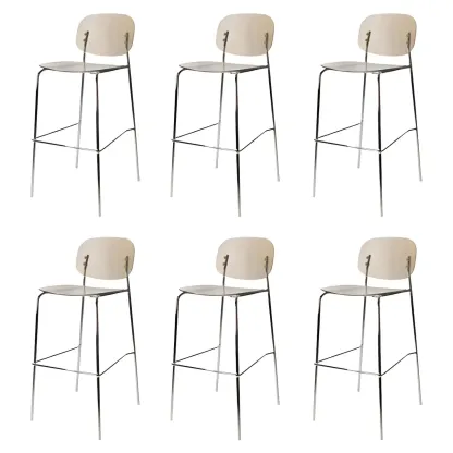 Modern Metal Leg Tan Acrylic Transparent High Back Bar Stool Image - 42