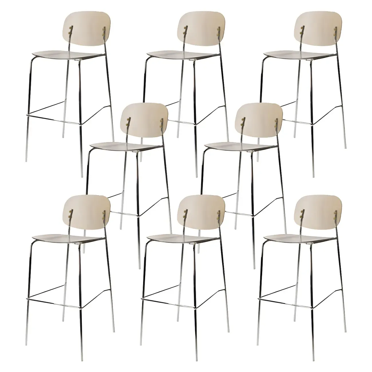 Modern Metal Leg Tan Acrylic Transparent High Back Bar Stool Image - 43