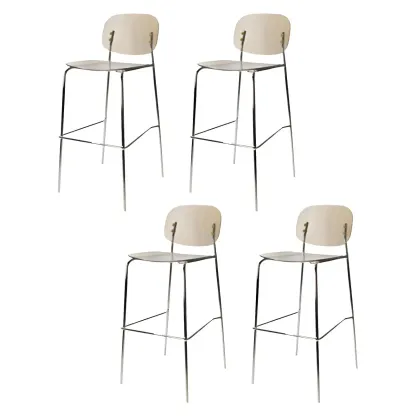 Modern Metal Leg Tan Acrylic Transparent High Back Bar Stool Image - 46