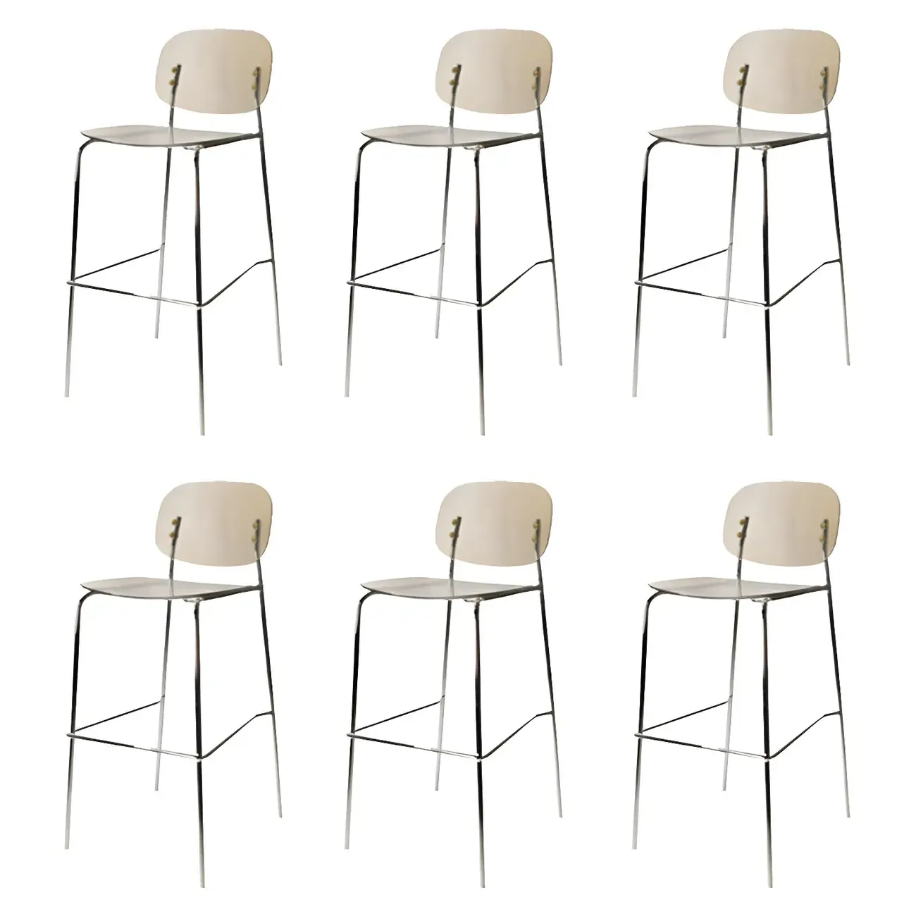 Modern Metal Leg Tan Acrylic Transparent High Back Bar Stool Image - 47