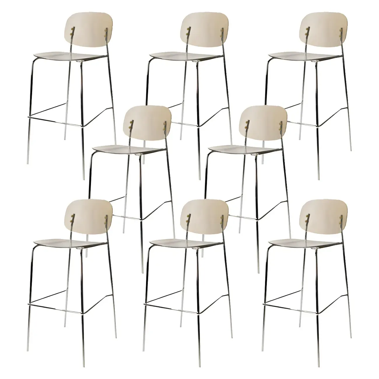 Modern Metal Leg Tan Acrylic Transparent High Back Bar Stool Image - 48