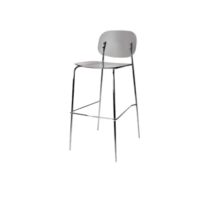 Modern Metal Leg Tan Acrylic Transparent High Back Bar Stool Image - 49
