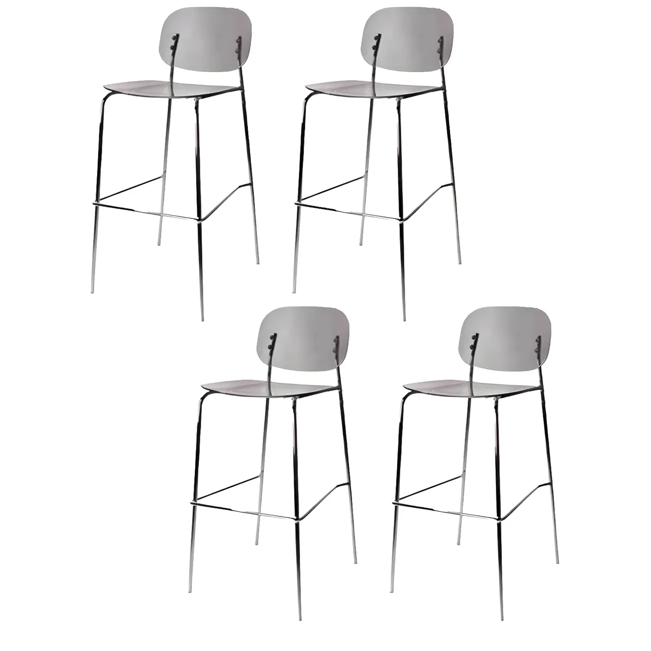 Modern Metal Leg Tan Acrylic Transparent High Back Bar Stool Image - 51 | homeyfad