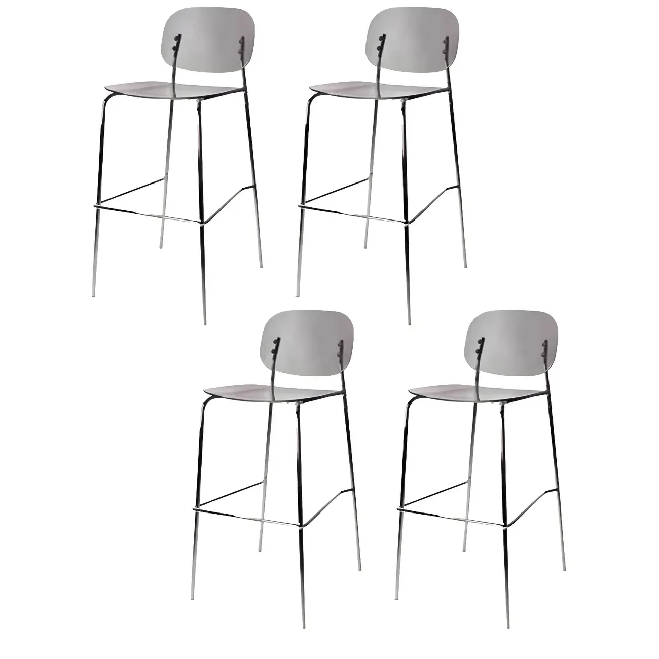 Modern Metal Leg Tan Acrylic Transparent High Back Bar Stool Image - 51