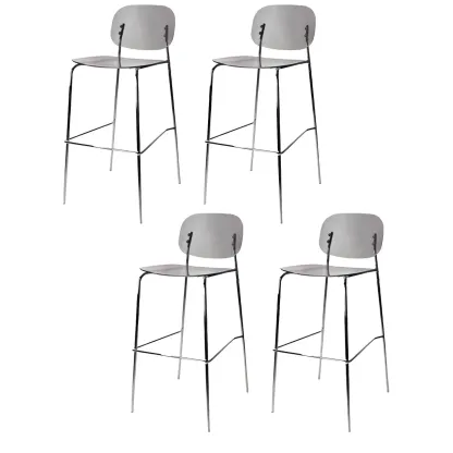 Modern Metal Leg Tan Acrylic Transparent High Back Bar Stool Image - 51