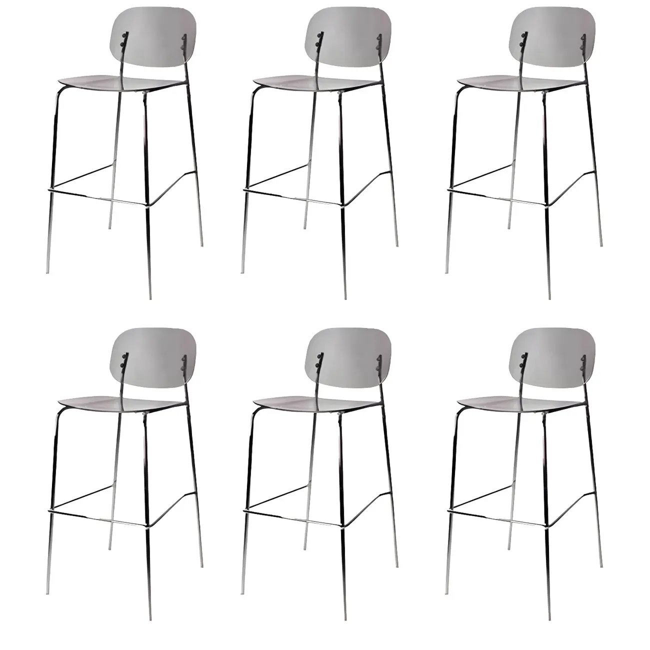 Modern Metal Leg Tan Acrylic Transparent High Back Bar Stool Image - 52 | homeyfad