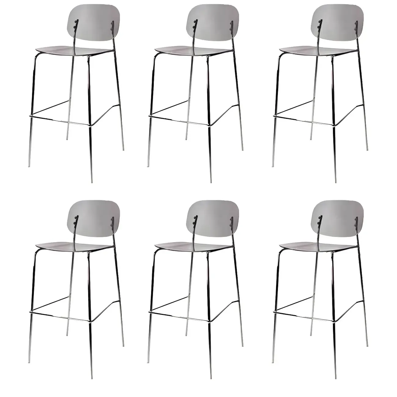 Modern Metal Leg Tan Acrylic Transparent High Back Bar Stool Image - 52