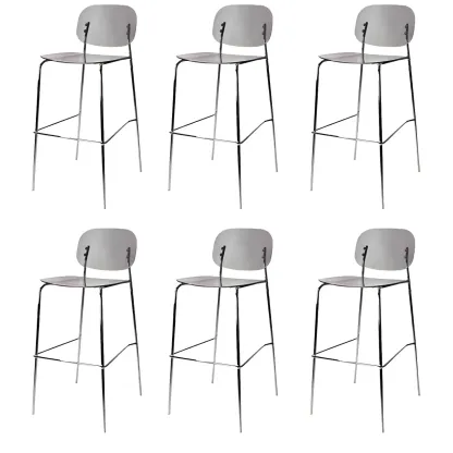 Modern Metal Leg Tan Acrylic Transparent High Back Bar Stool Image - 52