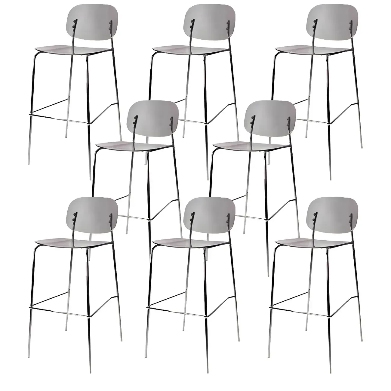 Modern Metal Leg Tan Acrylic Transparent High Back Bar Stool Image - 53