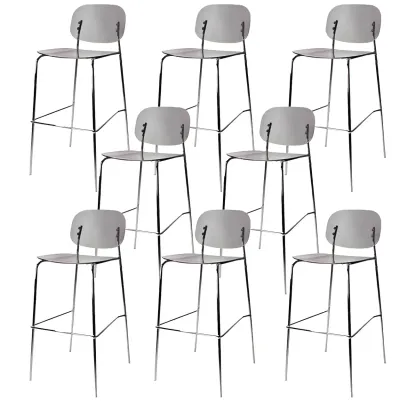 Modern Metal Leg Tan Acrylic Transparent High Back Bar Stool Image - 53
