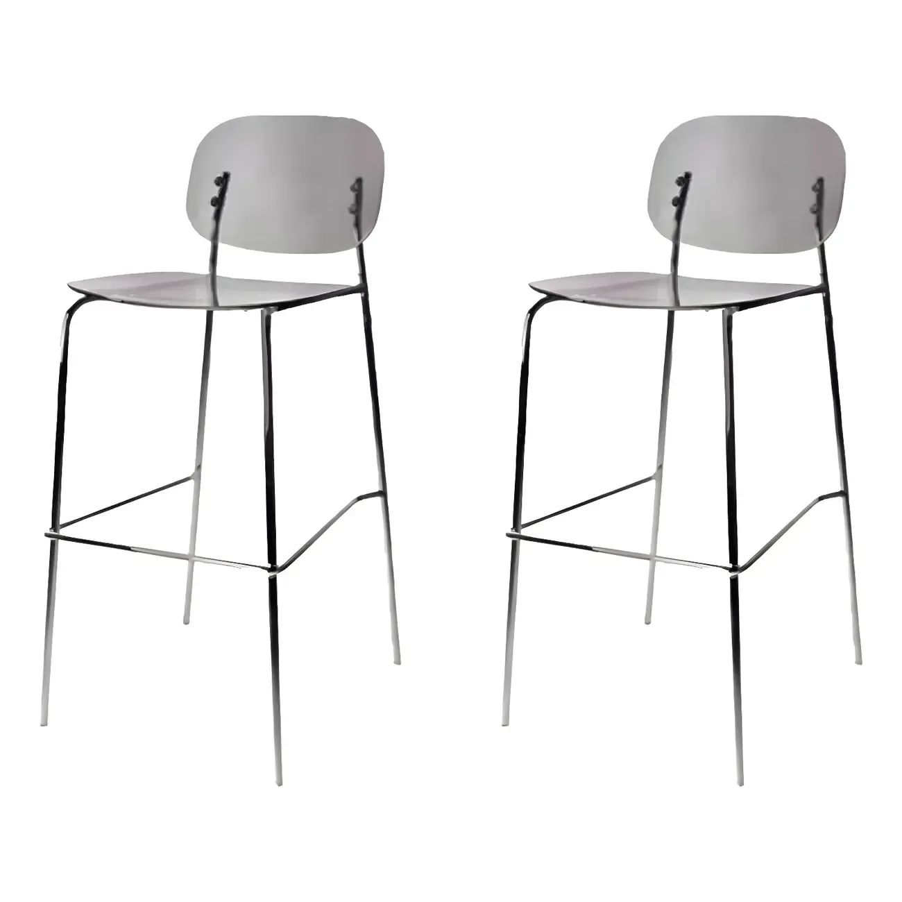 Modern Metal Leg Tan Acrylic Transparent High Back Bar Stool Image - 55
