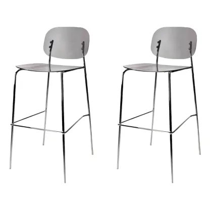 Modern Metal Leg Tan Acrylic Transparent High Back Bar Stool Image - 55