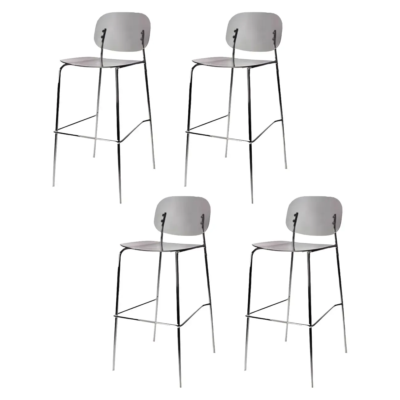 Modern Metal Leg Tan Acrylic Transparent High Back Bar Stool Image - 56