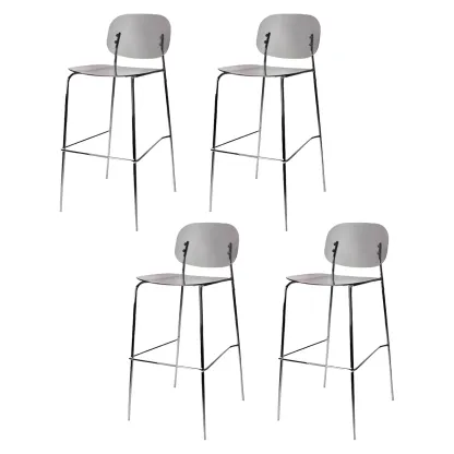 Modern Metal Leg Tan Acrylic Transparent High Back Bar Stool Image - 56