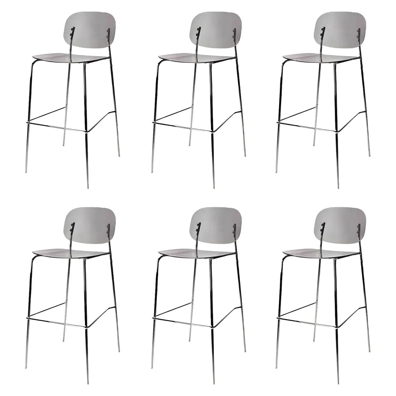 Modern Metal Leg Tan Acrylic Transparent High Back Bar Stool Image - 57