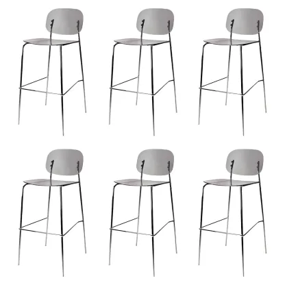 Modern Metal Leg Tan Acrylic Transparent High Back Bar Stool Image - 57