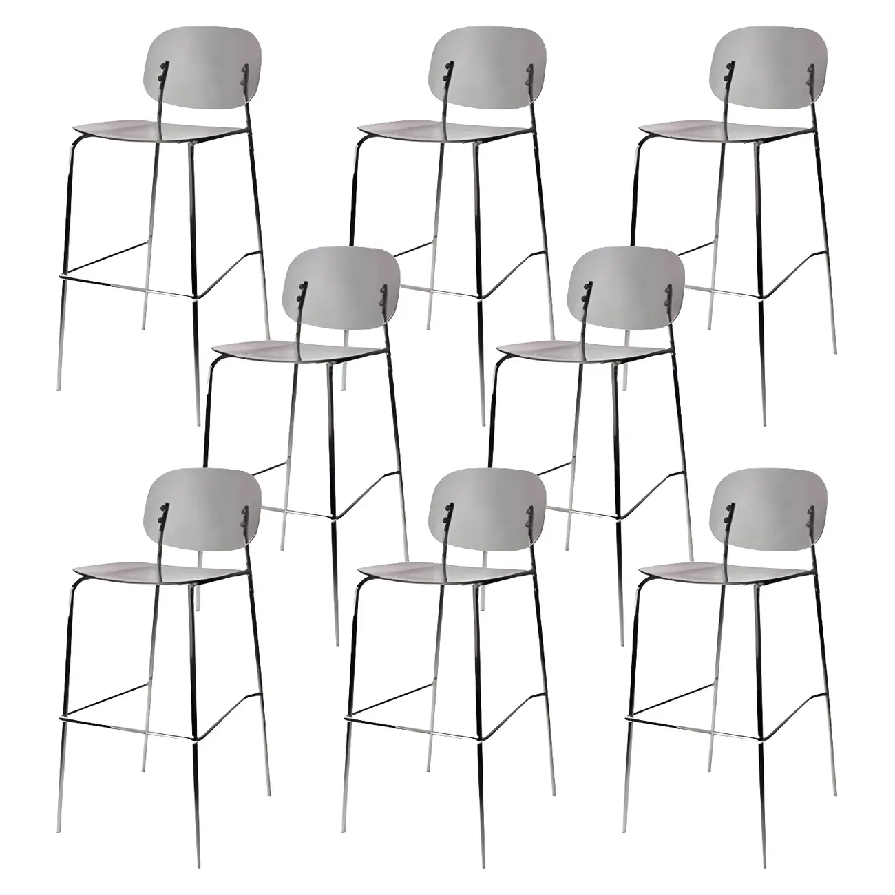 Modern Metal Leg Tan Acrylic Transparent High Back Bar Stool Image - 58 | homeyfad